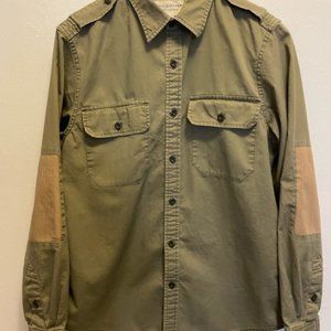 Denim Supply by Ralph Lauren khaki military shirt with contrast elbow patch